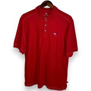 Red Tommy Bahama Supima Polo Shirt Size S